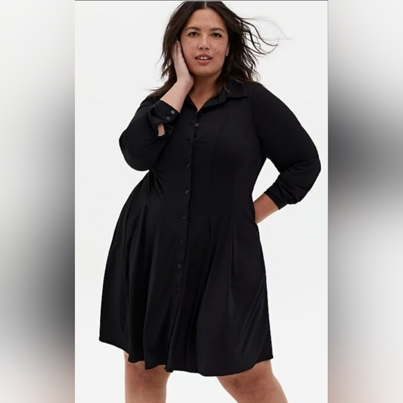 torrid Dresses & Skirts - NWT Torrid BLACK STUDIO KNIT A-LINE SHIRT DRESS Size 1x